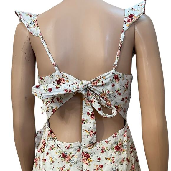 Hello Molly West Coast Represent Floral Midi Dress Size 6 Ruffle White Multi - Picture 6 of 11